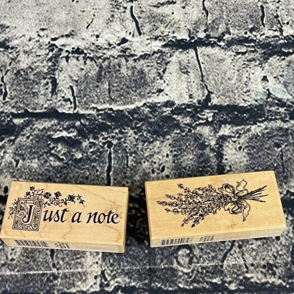 PSX Rubber Stamp Just A Note F-2105 E-510 Phrase Wood Mounted - Picture 1 of 9